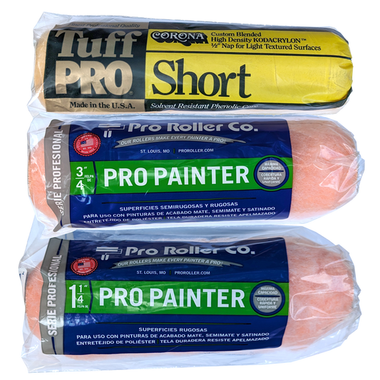 Three roller covers in various sizes