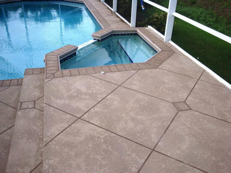 Decorative concrete pool deck