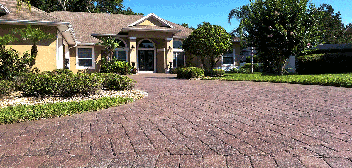 House with paver walkway