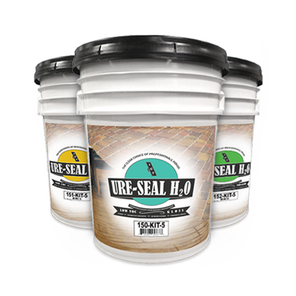 Three five-gallon containers of Ure-Seal