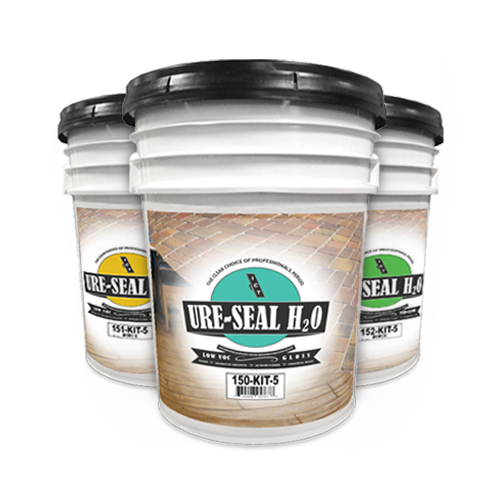 Three five-gallon containers of Ure-Seal