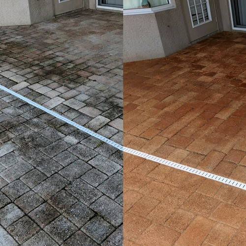 Before and after photos of pool deck